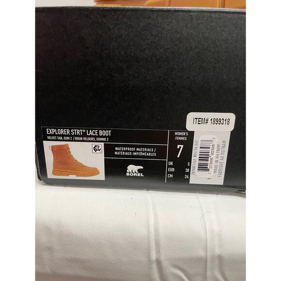 Sorel Women's Boots NEW in Box Size 7 Explorer STRT Lace Boot Velvet Tan brown - Picture 2 of 5